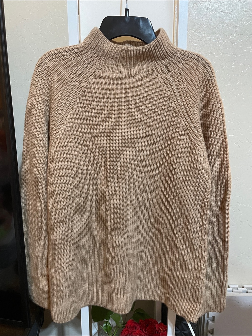 Vince Women's Mock Neck Ribbed Sweater - Beige